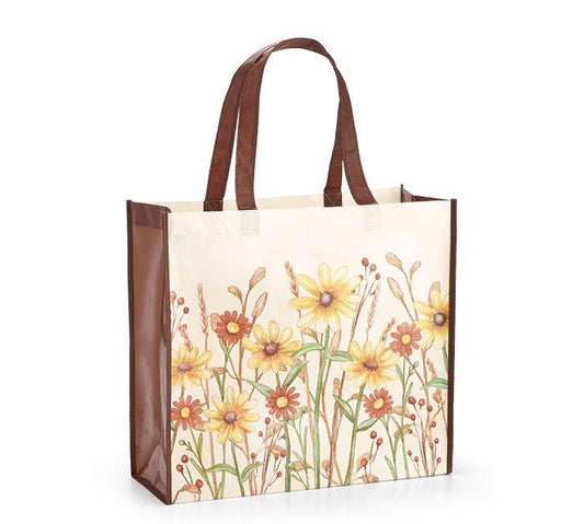 FALL WILDFLOWERS ON CREAM POLY TOTE - The Country Rabbit Gifts & Décor