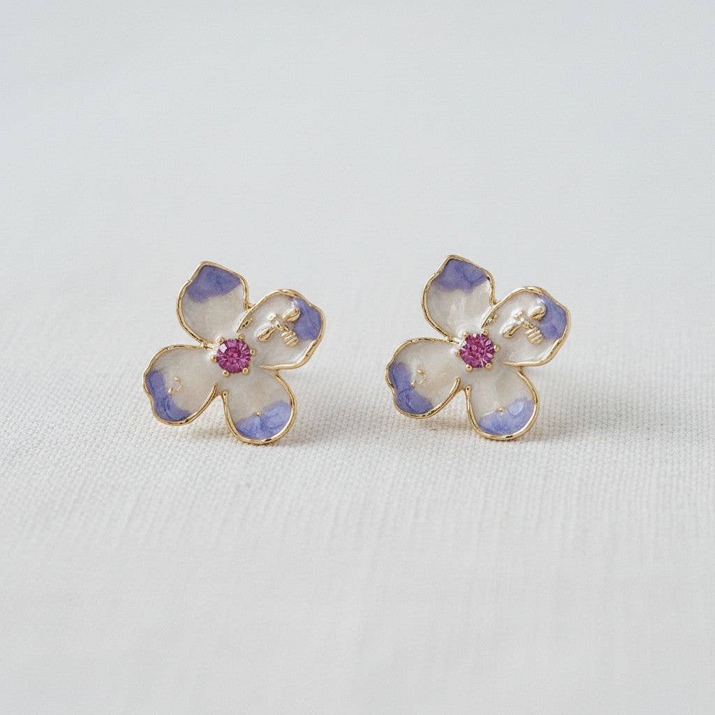 Floral Impression Drop Earrings with Gradient Design - The Country Rabbit Gifts & Décor
