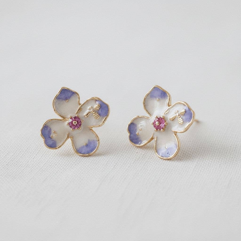 Floral Impression Drop Earrings with Gradient Design - The Country Rabbit Gifts & Décor
