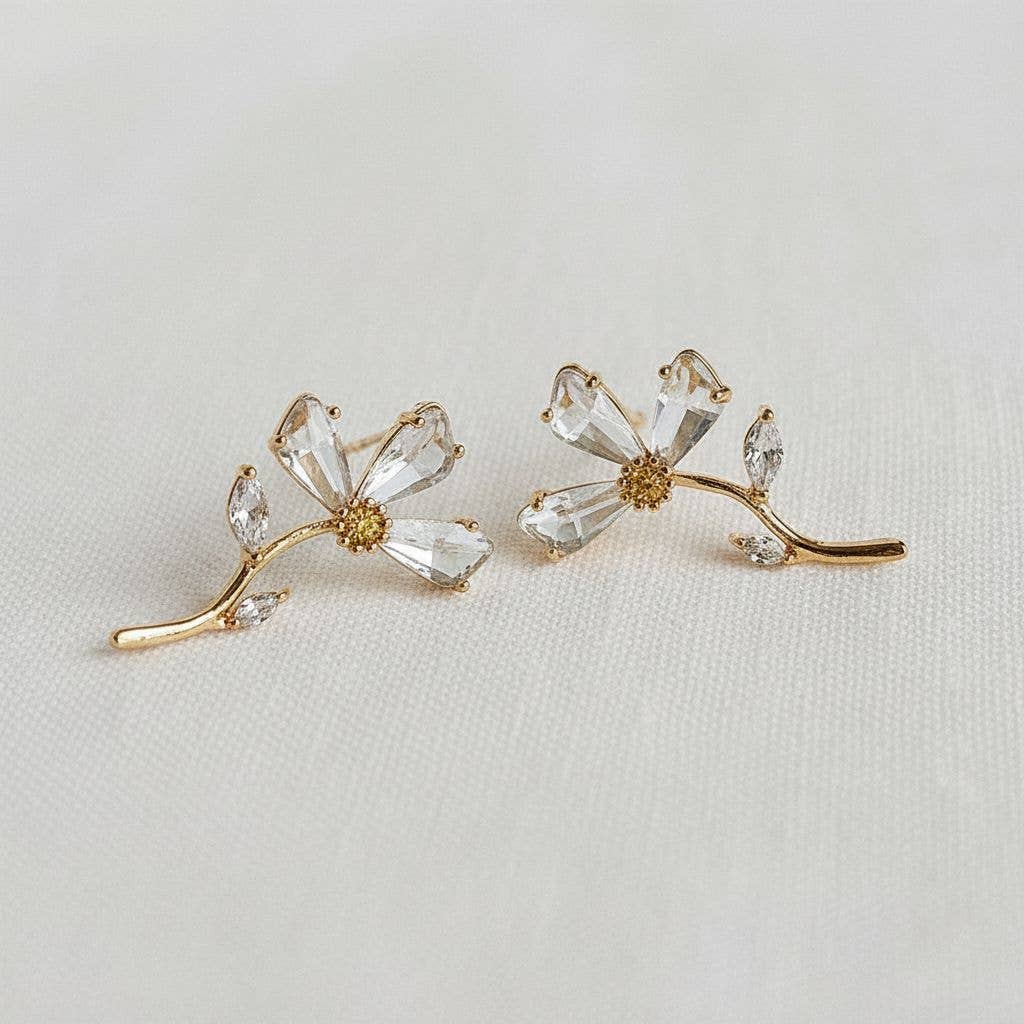 Floral Zircon Stud Earrings - The Country Rabbit Gifts & Décor