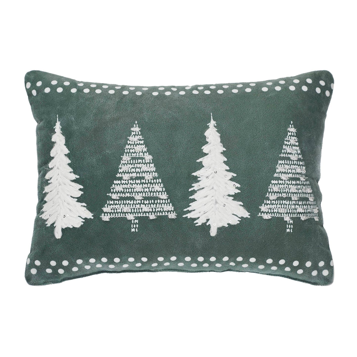 Four Christmas Trees Green Velvet Pillow 14x10 - The Country Rabbit Gifts & Décor