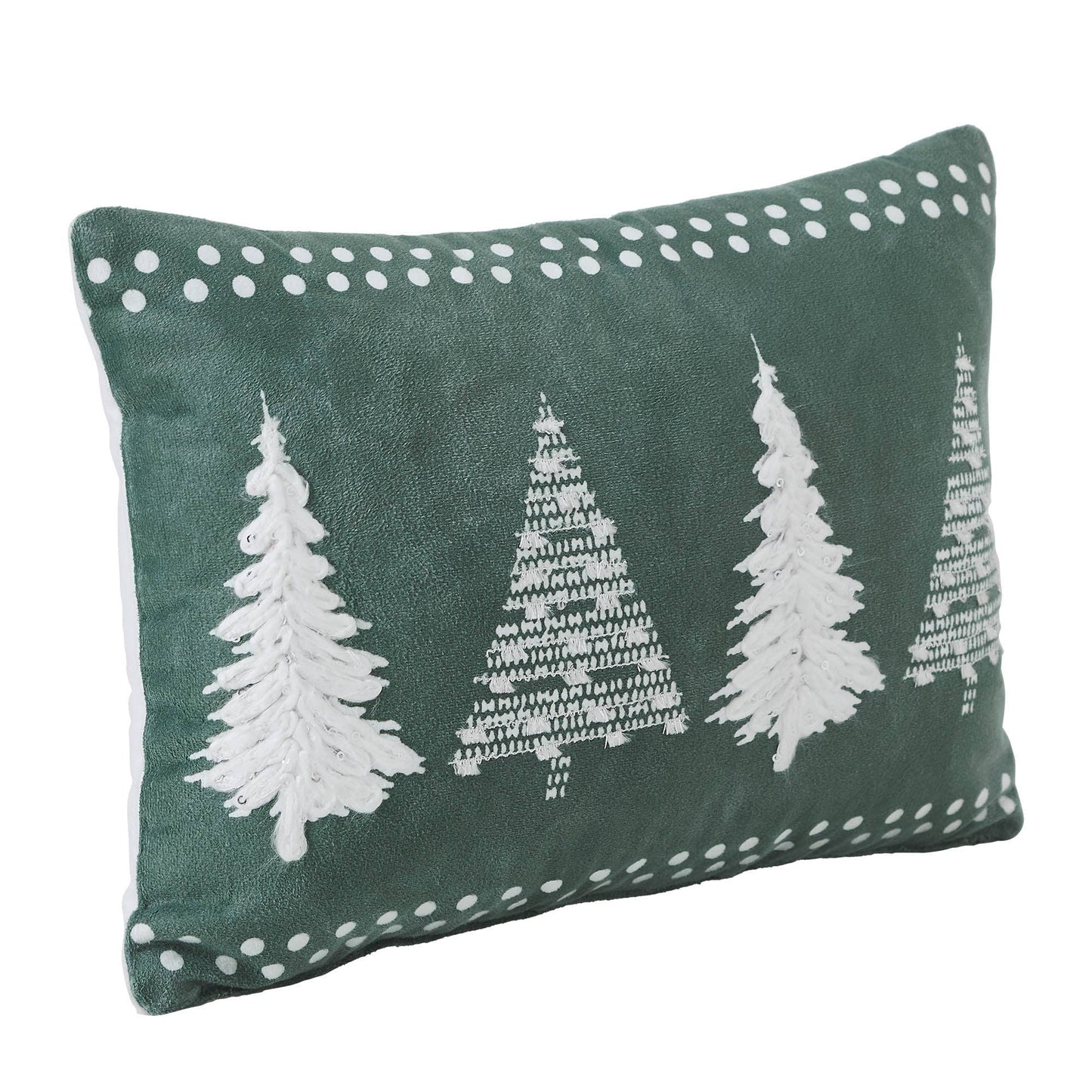 Four Christmas Trees Green Velvet Pillow 14x10 - The Country Rabbit Gifts & Décor