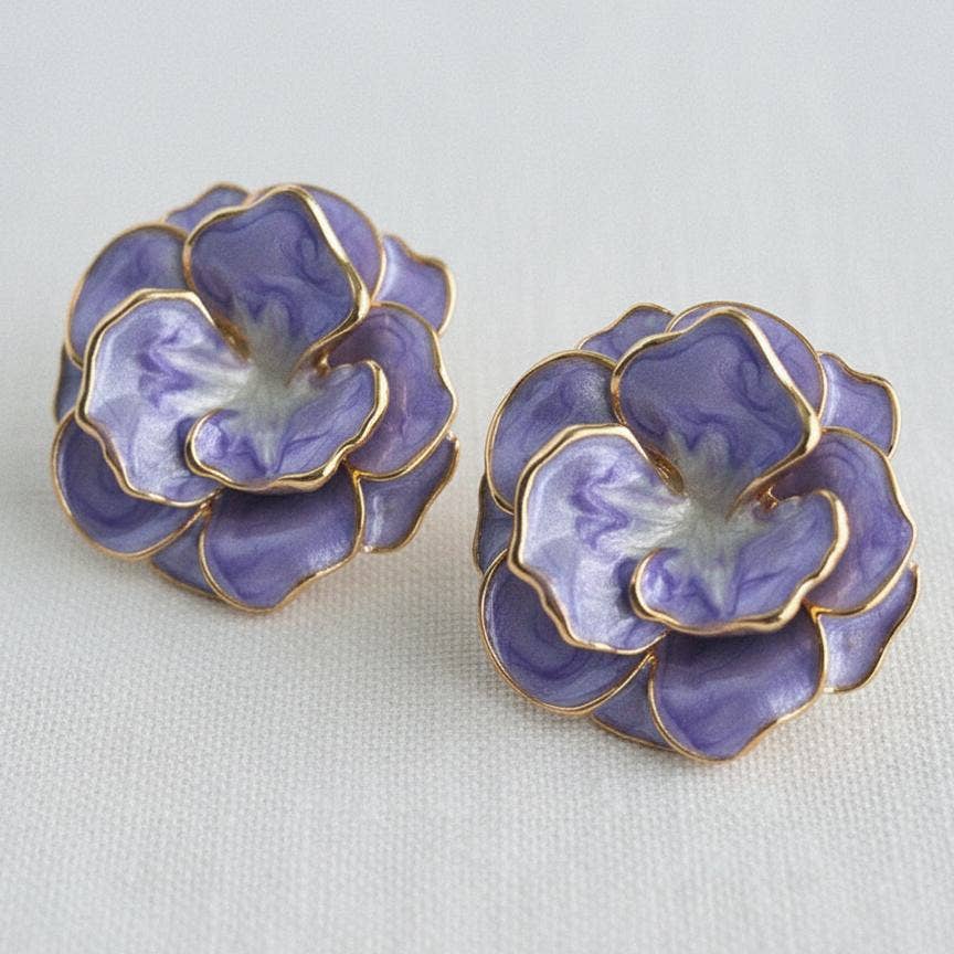 French Style Camellia Flower Stud Earrings - The Country Rabbit Gifts & Décor