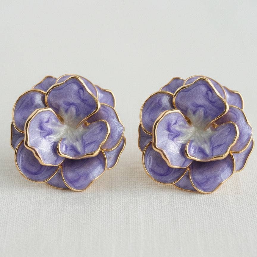 French Style Camellia Flower Stud Earrings - The Country Rabbit Gifts & Décor