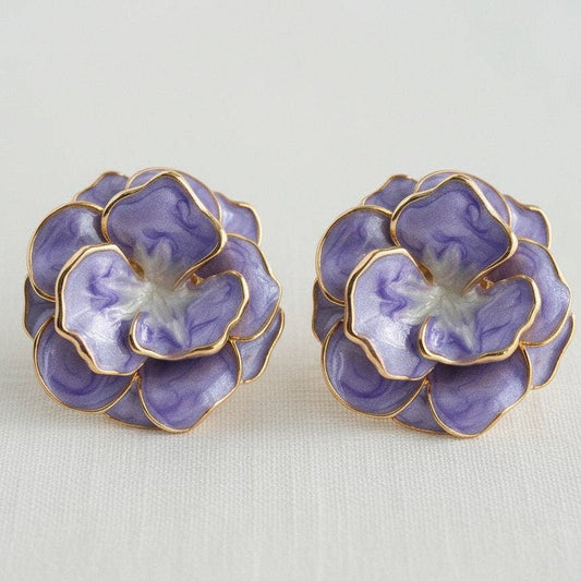 French Style Camellia Flower Stud Earrings - The Country Rabbit Gifts & Décor