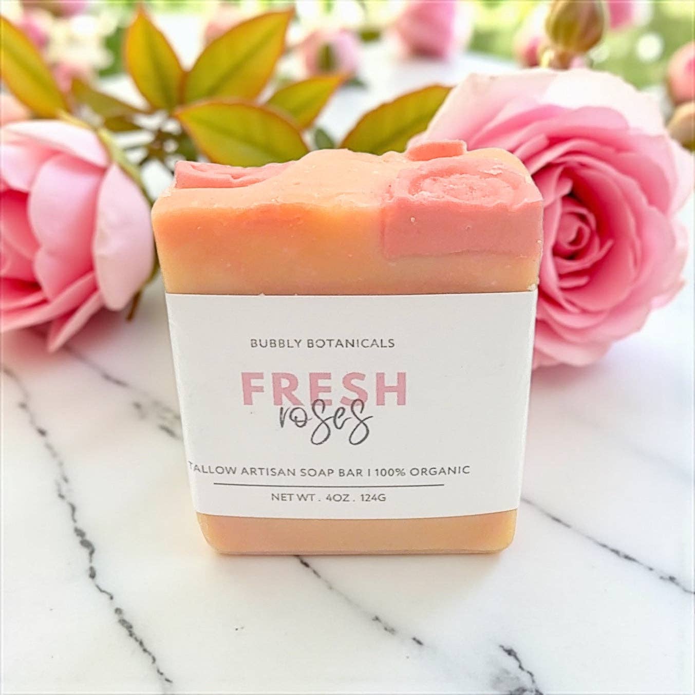 Fresh Roses Tallow Soap – Romantic, Floral Scent Natural Bar - The Country Rabbit Gifts & Décor