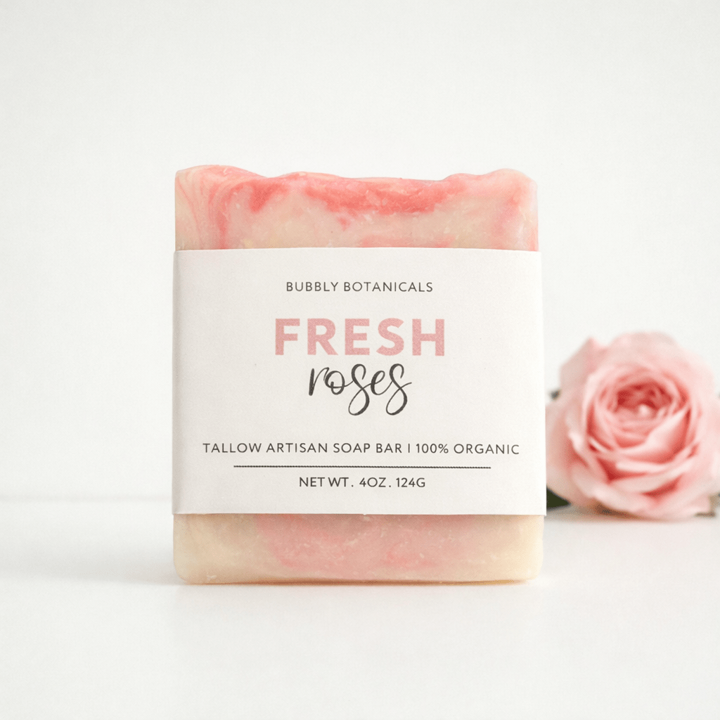 Fresh Roses Tallow Soap – Romantic, Floral Scent Natural Bar - The Country Rabbit Gifts & Décor