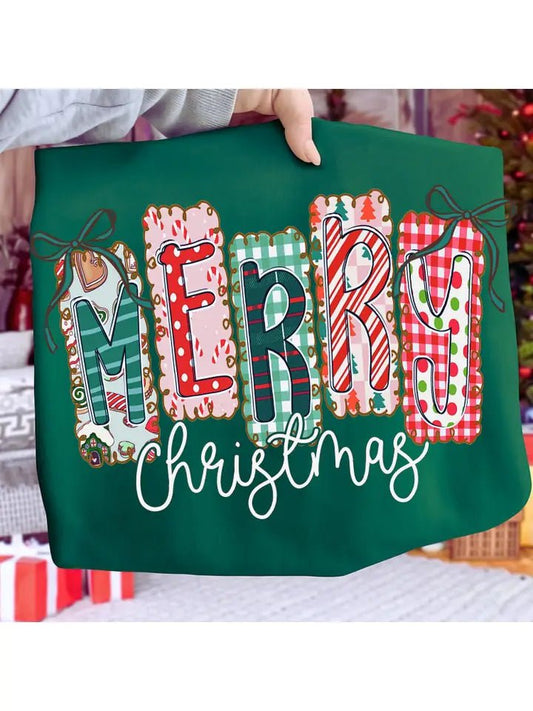 Fun Merry Patches and Bows Christmas Sweatshirt - The Country Rabbit Gifts & Décor