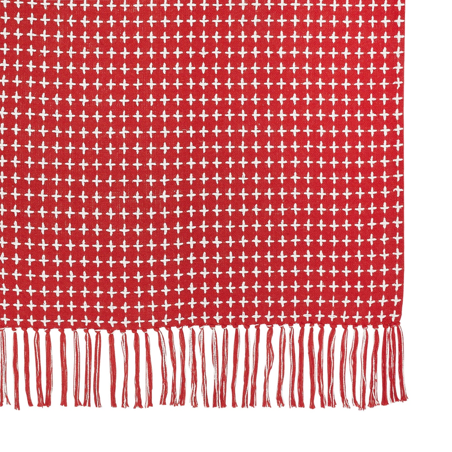 Gallen Red White Woven Throw 50x60 - The Country Rabbit Gifts & Décor