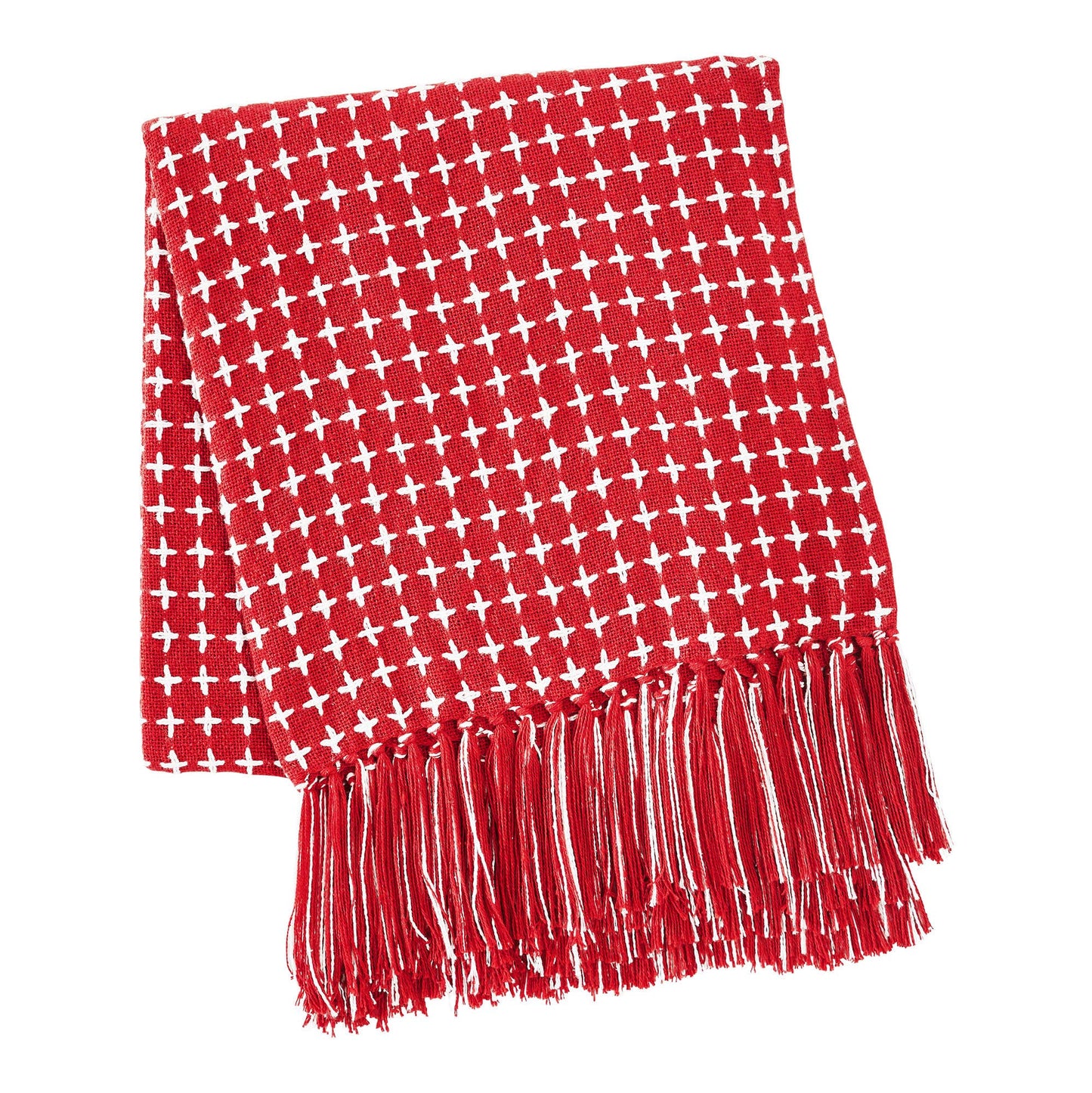 Gallen Red White Woven Throw 50x60 - The Country Rabbit Gifts & Décor