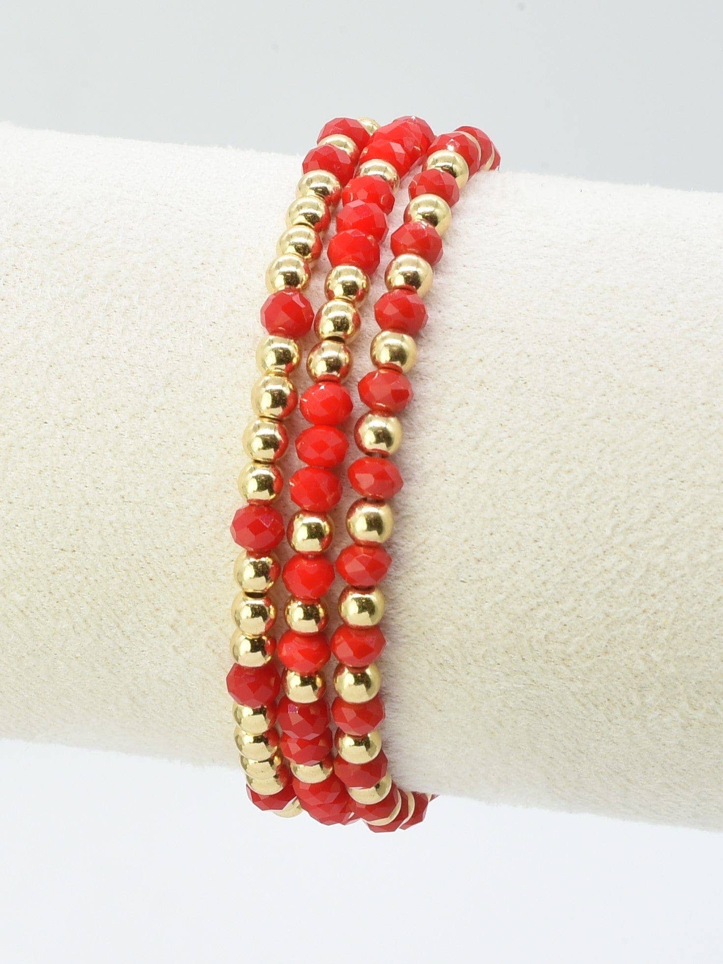 Glass Bead Bracelets 3 piece 4mm beads - The Country Rabbit Gifts & Décor