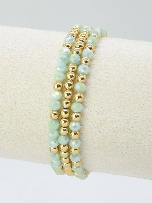 Glass Bead Bracelets 3 piece 4mm beads - The Country Rabbit Gifts & Décor