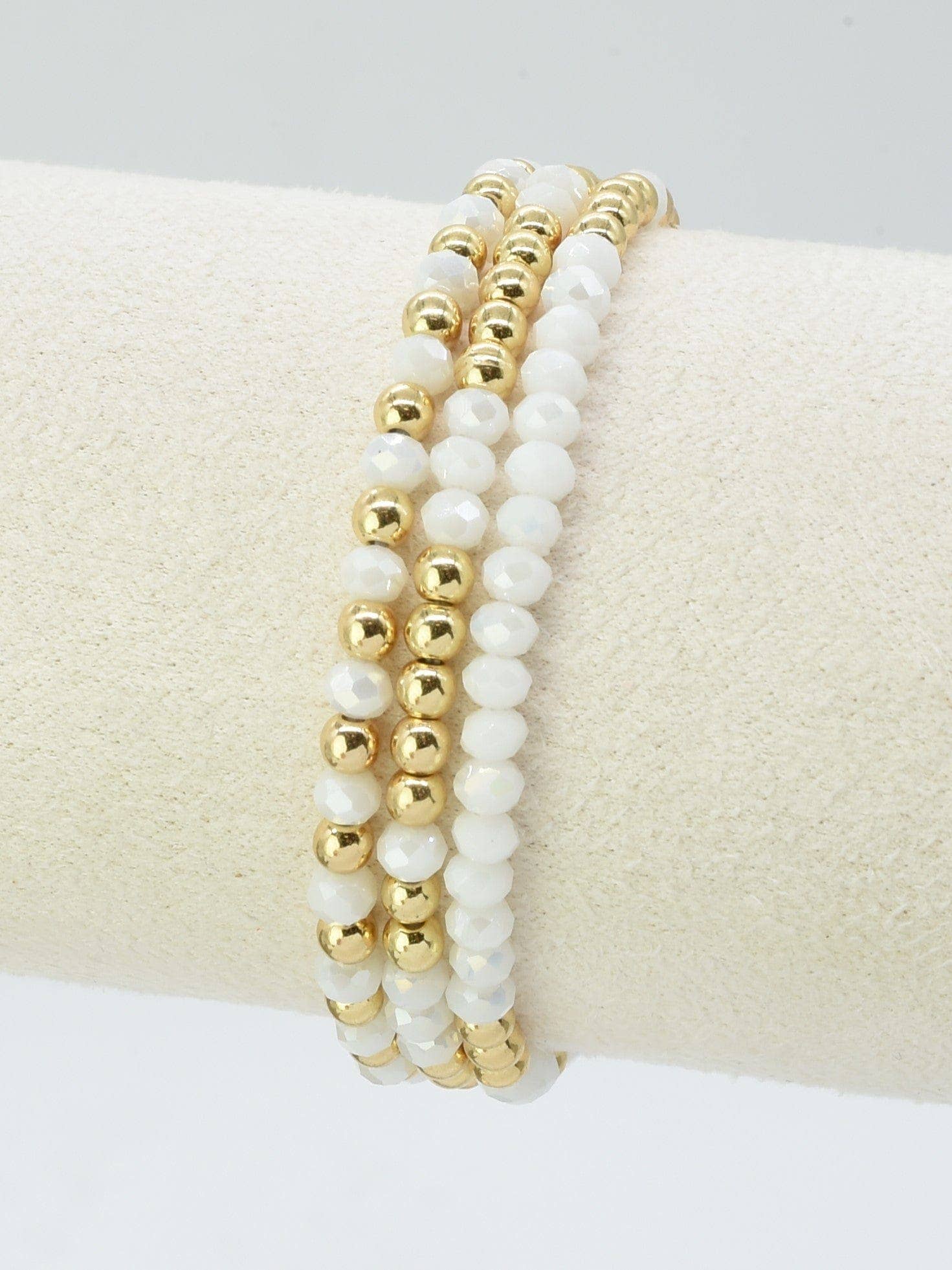 Glass Bead Bracelets 3 piece 4mm beads - The Country Rabbit Gifts & Décor