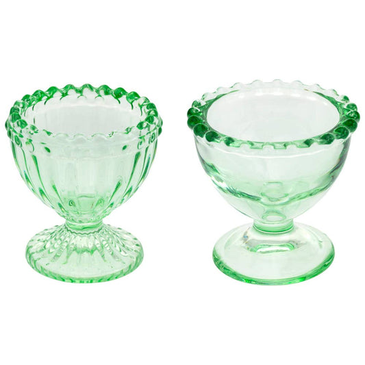 Green Glass Egg Cups Easter - The Country Rabbit Gifts & Décor