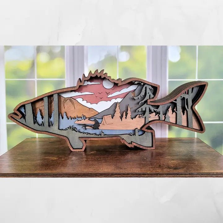 Handmade 3D Wooden Fish Sculpture - The Country Rabbit Gifts & Décor