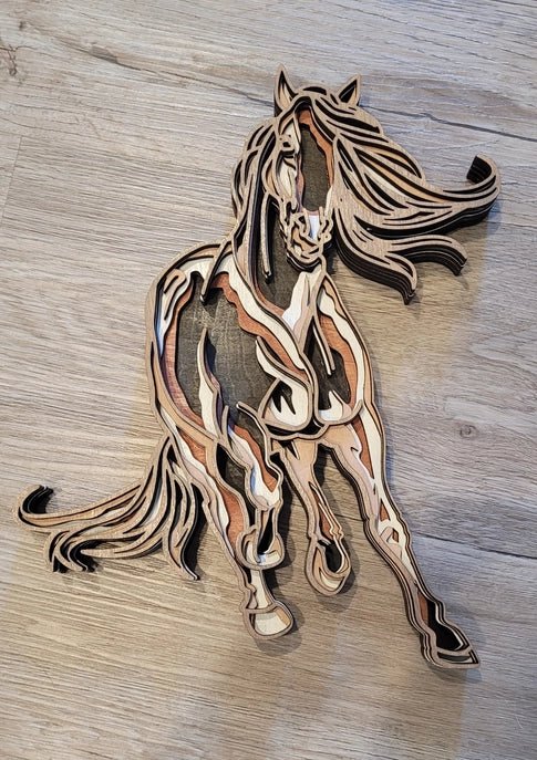 Handmade 3D Wooden Horse Wall Art - The Country Rabbit Gifts & Décor