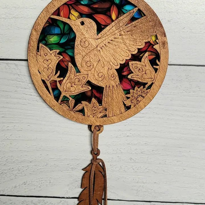 Handmade 3D Wooden Hummingbird Suncatcher - The Country Rabbit Gifts & Décor