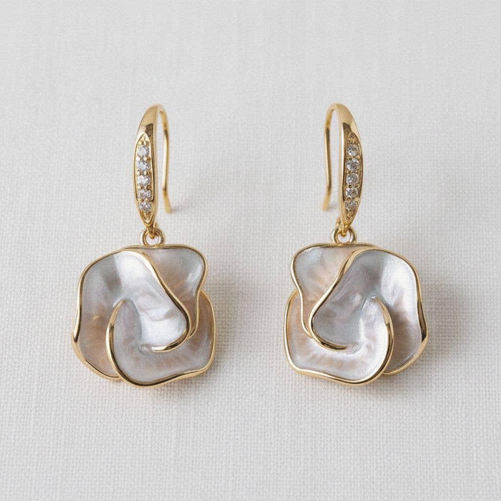 Handmade Enamel Camellia Flower Dangle Earrings - The Country Rabbit Gifts & Décor