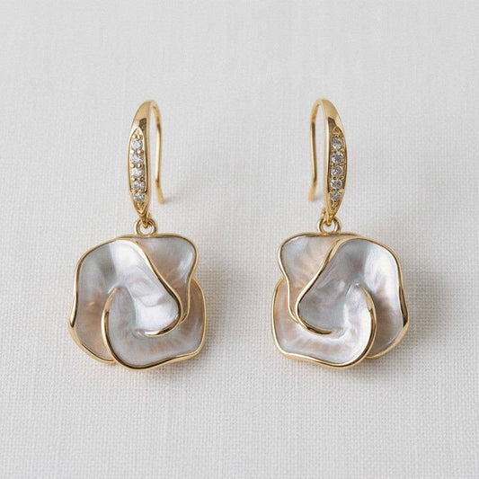 Handmade Enamel Camellia Flower Dangle Earrings - The Country Rabbit Gifts & Décor