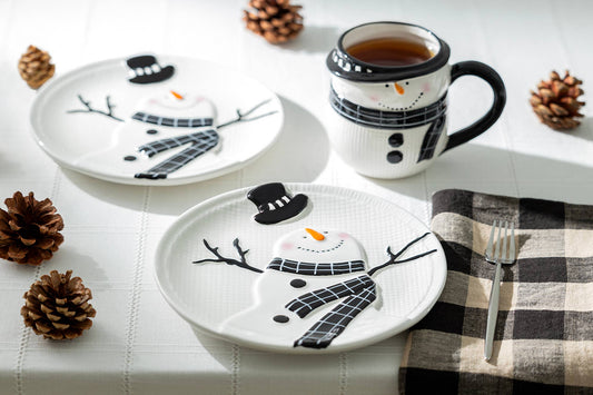 Happy Snowman 8.5" Dessert Plate - The Country Rabbit Gifts & Décor