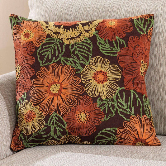 Harvest Flowers 18" Square Decorative Pillow - The Country Rabbit Gifts & Décor