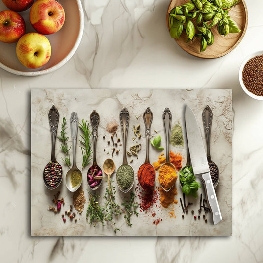 Herbs & Spices Tempered Glass Kitchen Cutting & Serving Board - The Country Rabbit Gifts & Décor