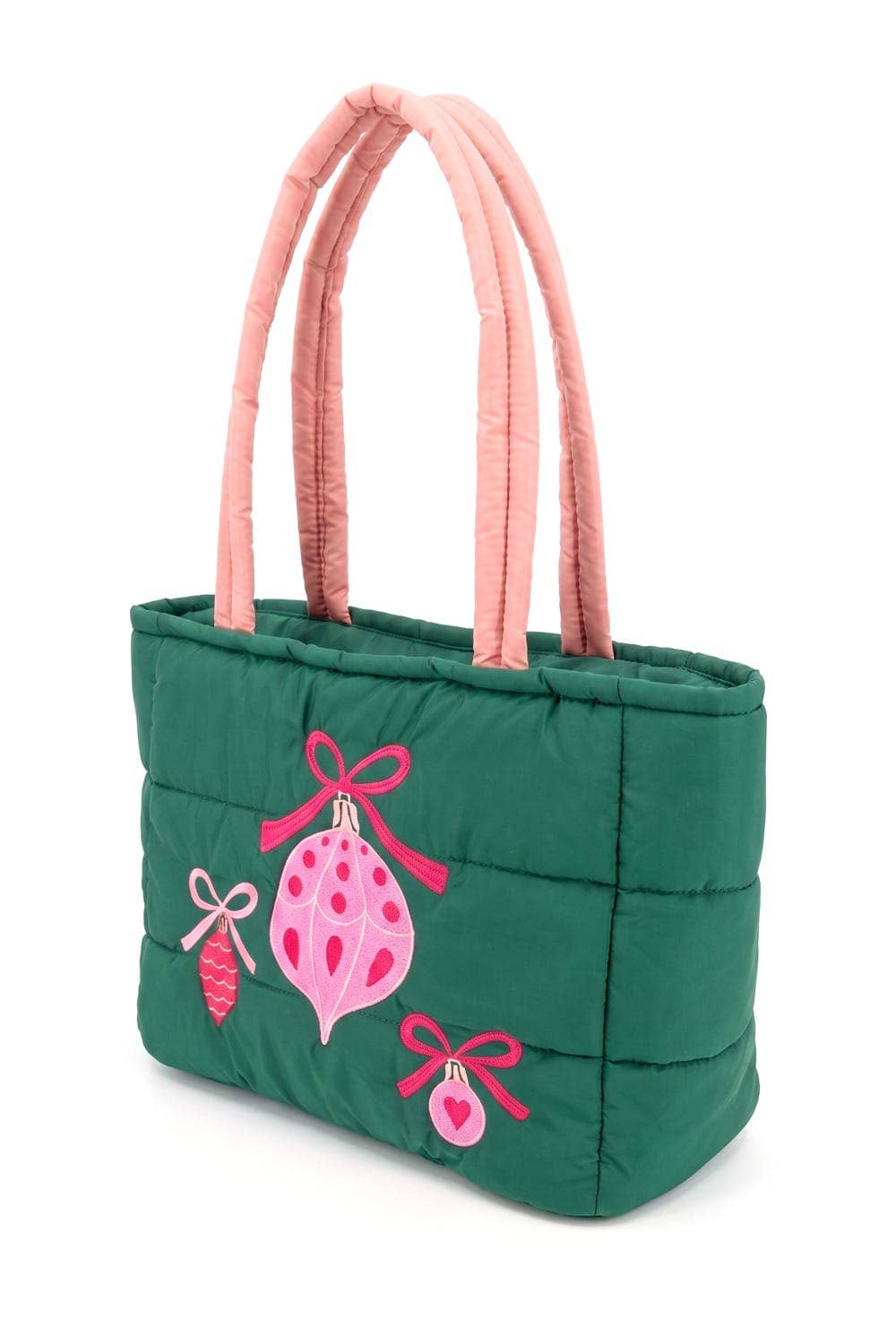 Holiday Ornament Quilted Puffer Tote Bag - The Country Rabbit Gifts & Décor