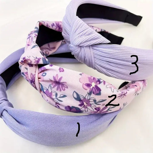 Knotted Headbands in Shades of Purple - Solid and Floral Pint - The Country Rabbit Gifts & Décor