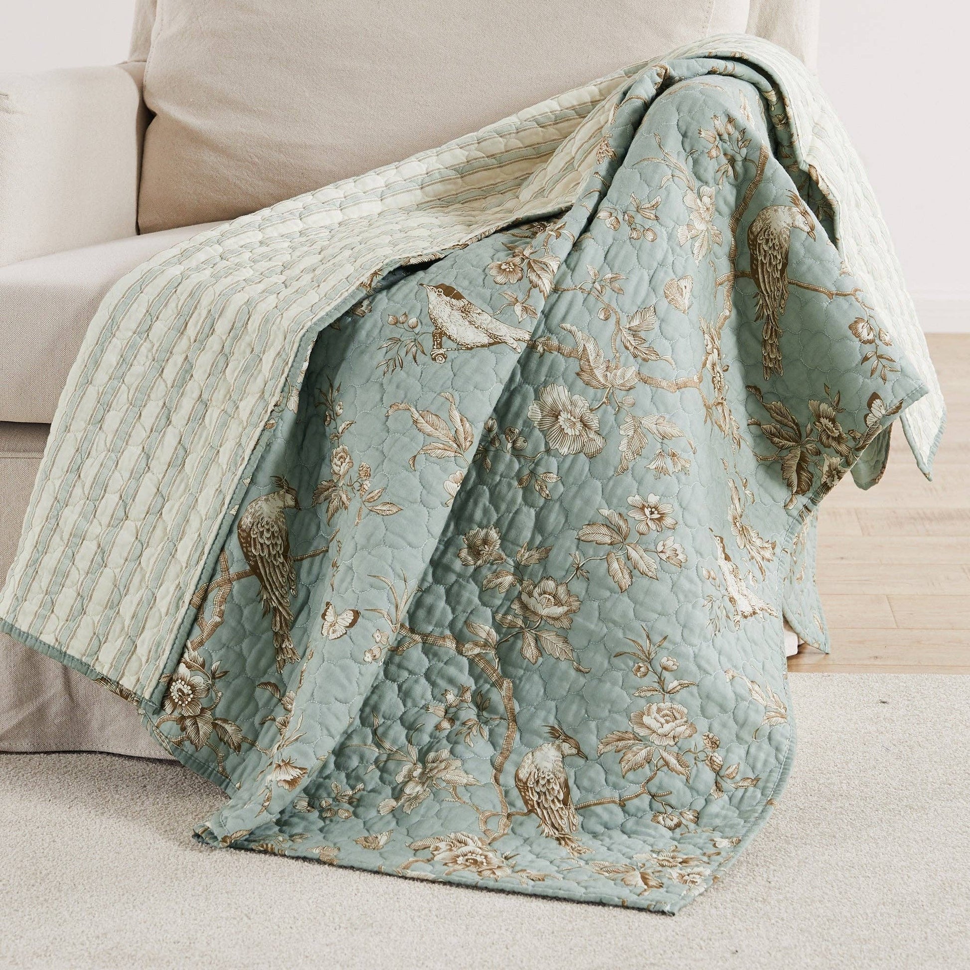 Lyon Teal Reversible Throw Blanket - The Country Rabbit Gifts & Décor