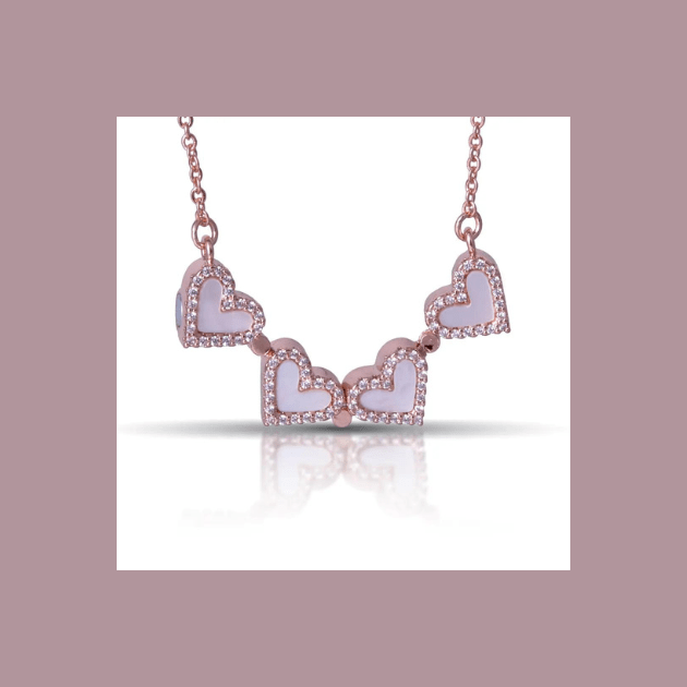Magnetic Heart Necklace Mother of Pearl and Cubic Zirconia - The Country Rabbit Gifts & Décor