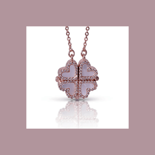 Magnetic Heart Necklace Mother of Pearl and Cubic Zirconia - The Country Rabbit Gifts & Décor