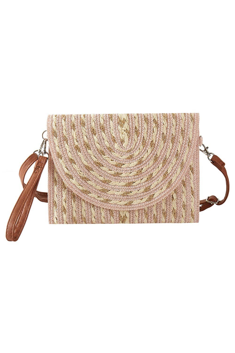 MB0294 Gold Threads Mixed Color Straw Clutch/Crossbody Bag - The Country Rabbit Gifts & Décor