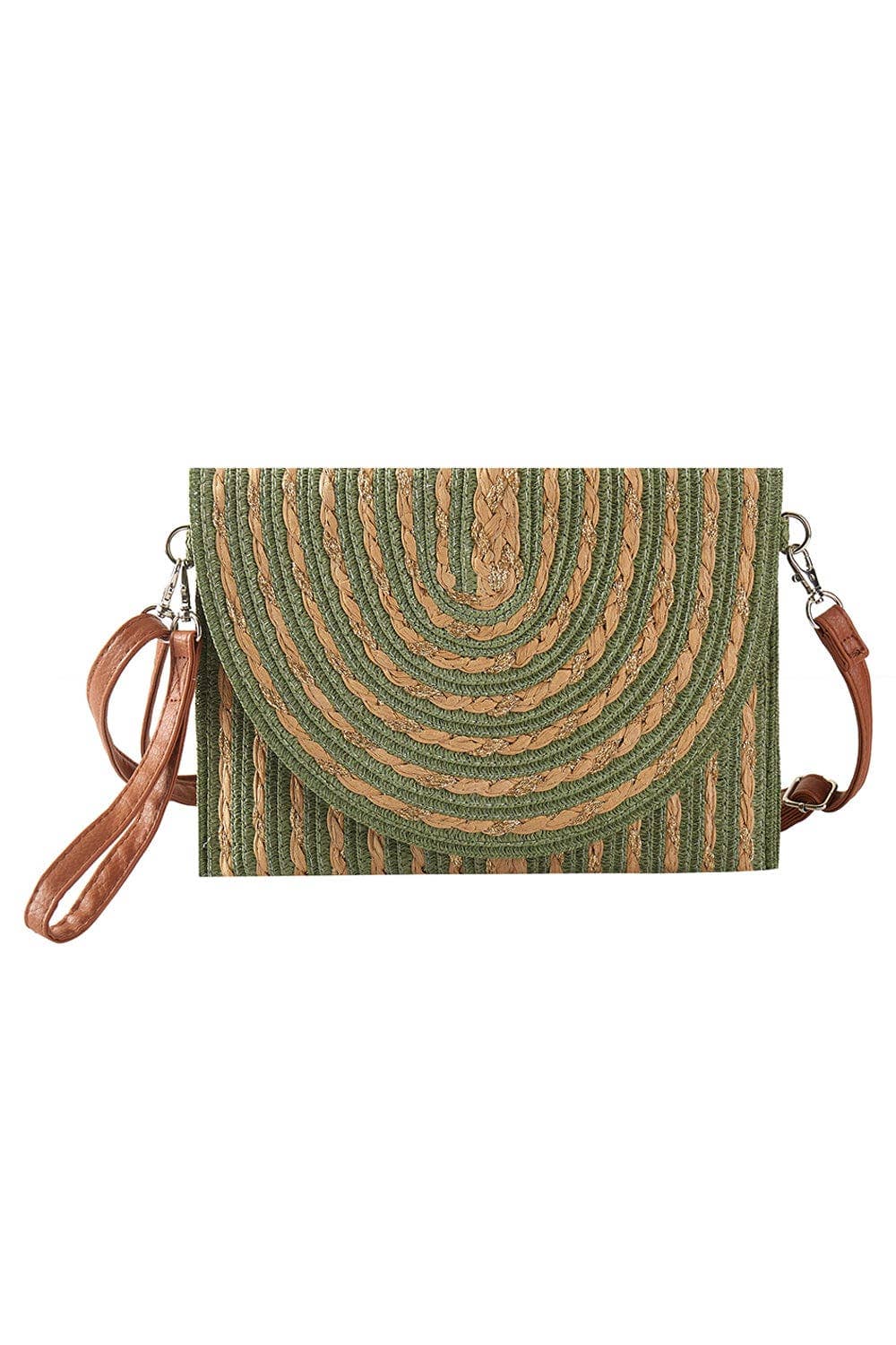 MB0294 Gold Threads Mixed Color Straw Clutch/Crossbody Bag - The Country Rabbit Gifts & Décor