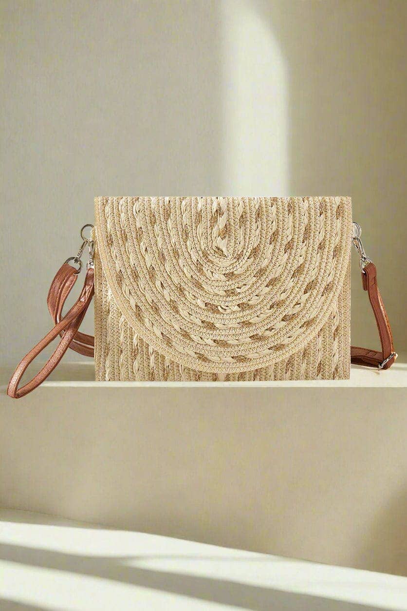 MB0294 Gold Threads Mixed Color Straw Clutch/Crossbody Bag - The Country Rabbit Gifts & Décor