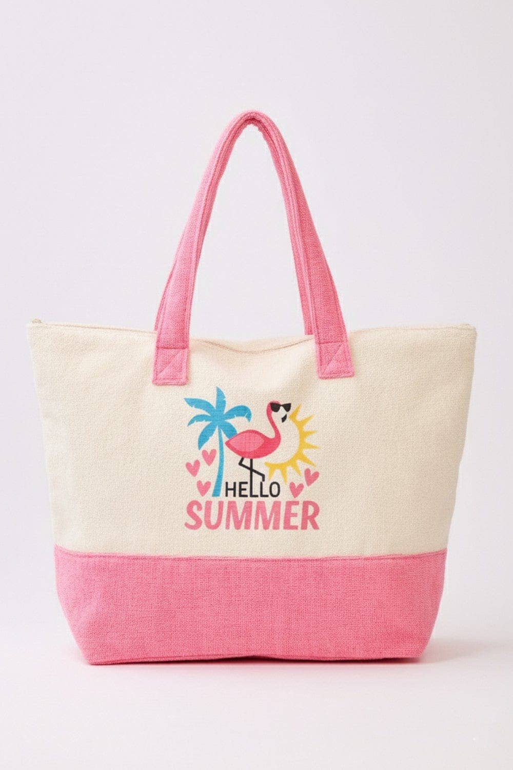 MB0344 Hello Summer Flamingo Terry Beach Tote Bag - The Country Rabbit Gifts & Décor