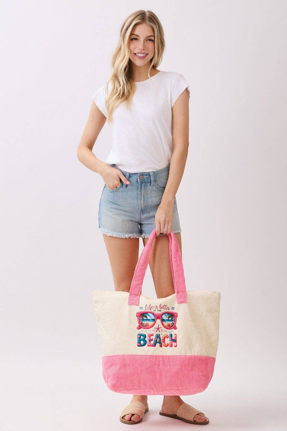 MB0345 Sunglasses Life Is Better At The Beach Terry Tote Bag - The Country Rabbit Gifts & Décor