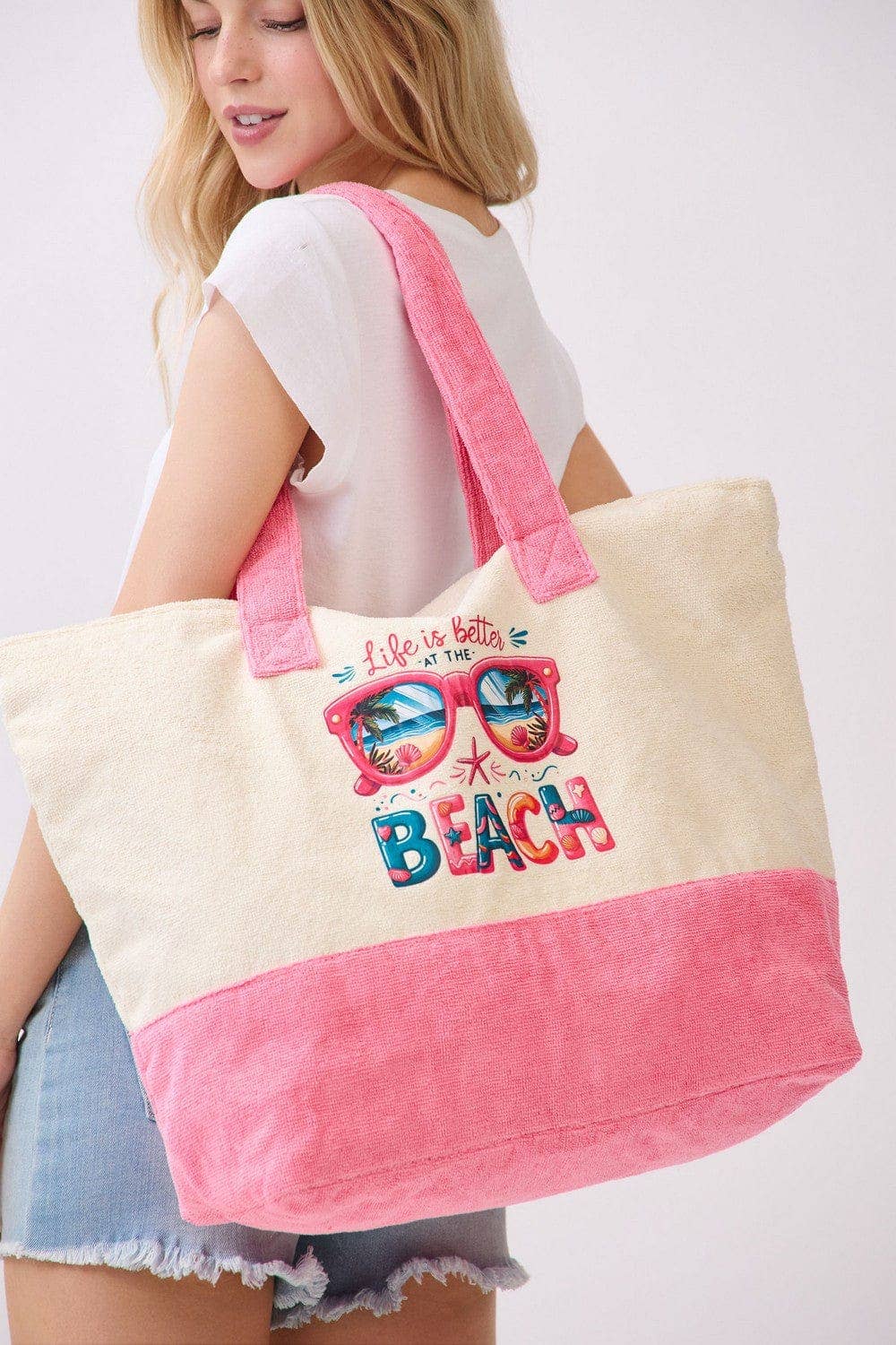 MB0345 Sunglasses Life Is Better At The Beach Terry Tote Bag - The Country Rabbit Gifts & Décor