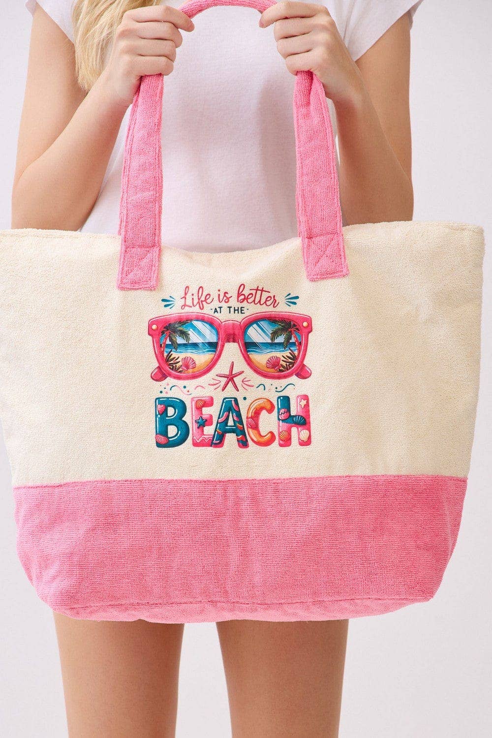 MB0345 Sunglasses Life Is Better At The Beach Terry Tote Bag - The Country Rabbit Gifts & Décor
