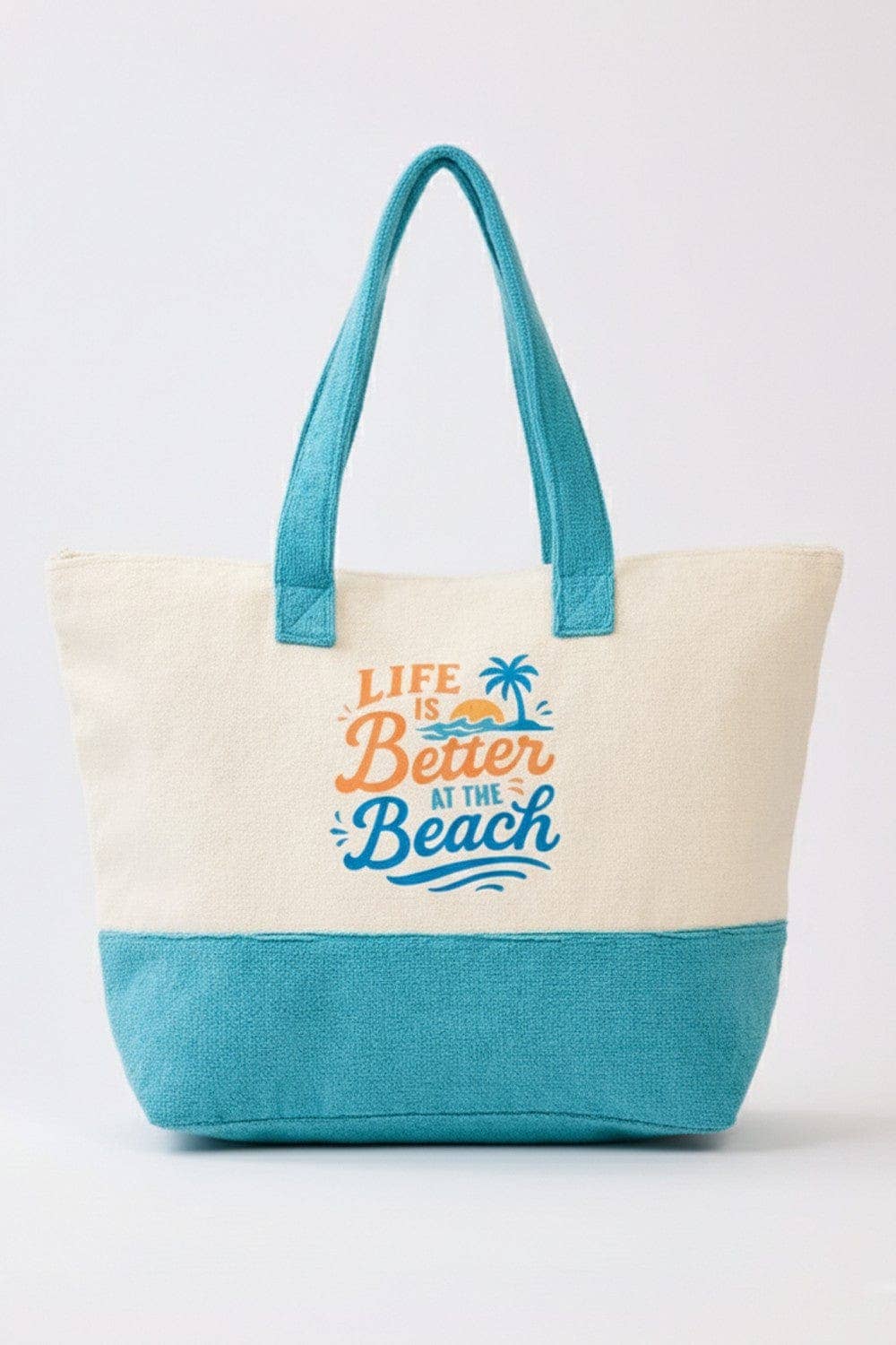MB0346 Palm Tree Life Is Better At The Beach Terry Tote Bag - The Country Rabbit Gifts & Décor