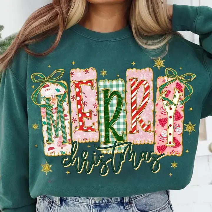 Merry Patches Christmas Sweatshirt - The Country Rabbit Gifts & Décor