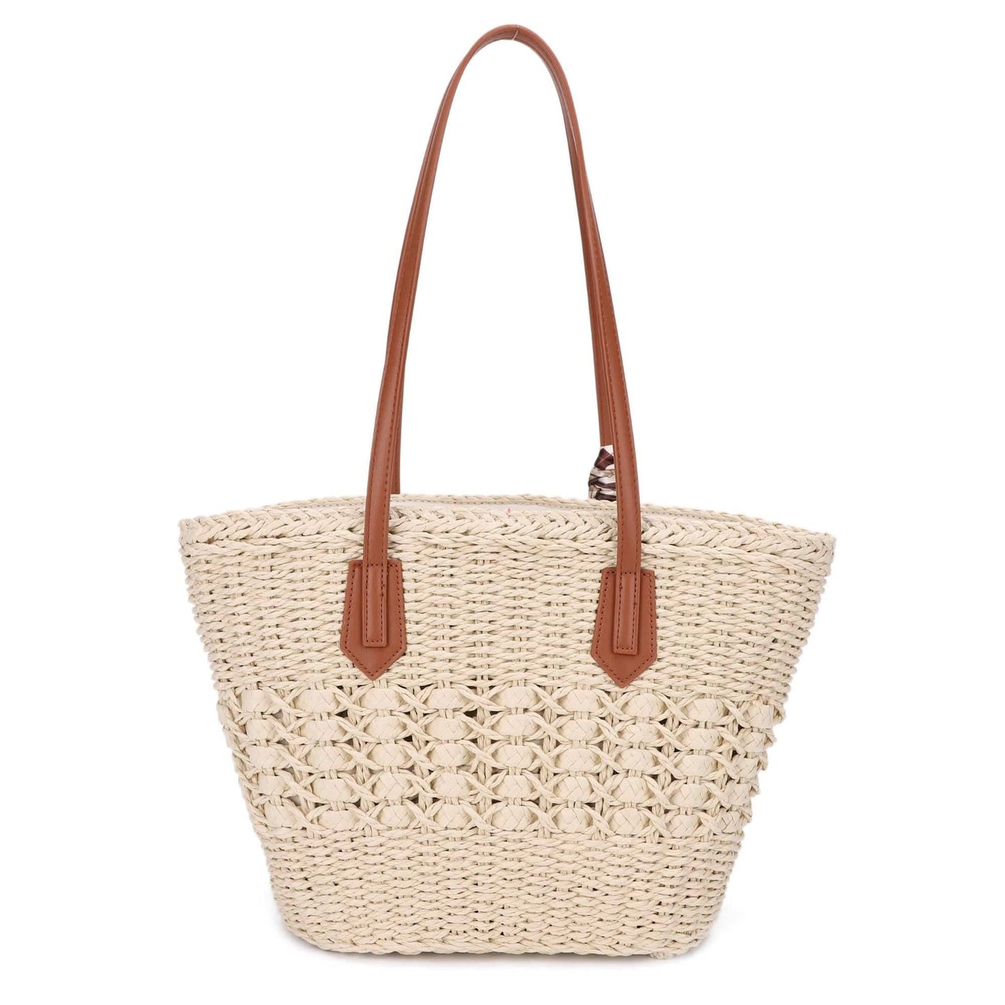MIM - 26003 Penelope Straw Tote Bag With Scarf - The Country Rabbit Gifts & Décor