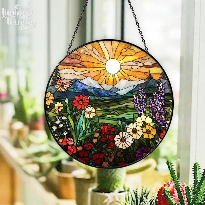 Mountain Wildflowers Stained Glass Suncatcher - The Country Rabbit Gifts & Décor