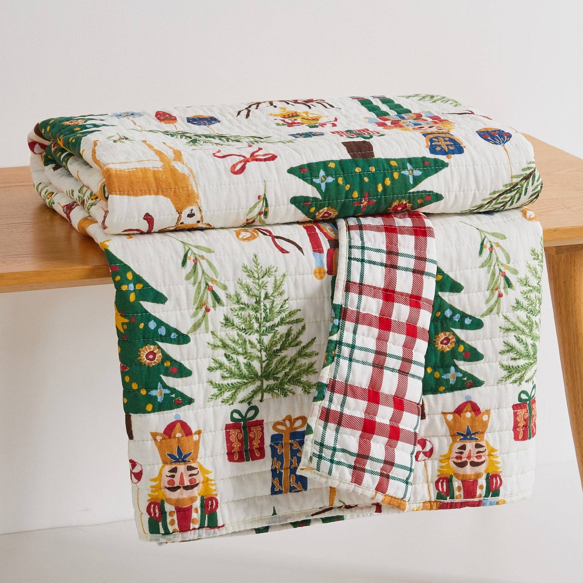 Nutcracker Reversible Quilted Throw Blanket - The Country Rabbit Gifts & Décor