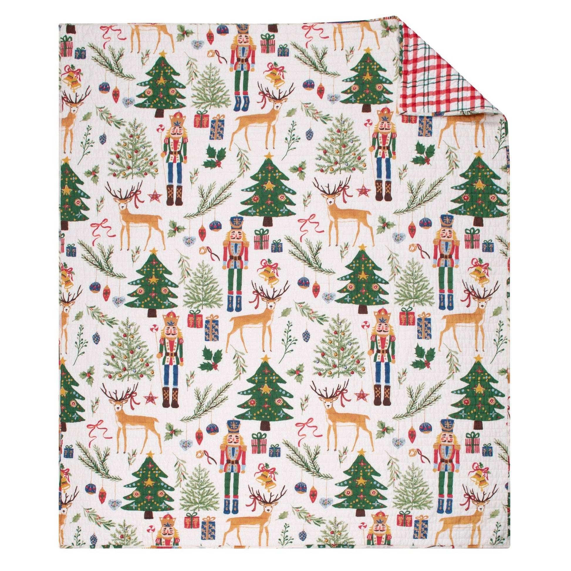 Nutcracker Reversible Quilted Throw Blanket - The Country Rabbit Gifts & Décor