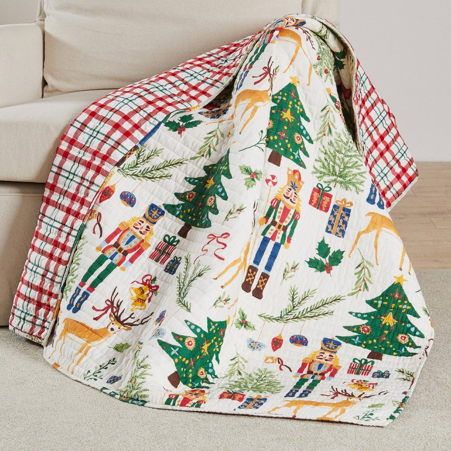 Nutcracker Reversible Quilted Throw Blanket - The Country Rabbit Gifts & Décor