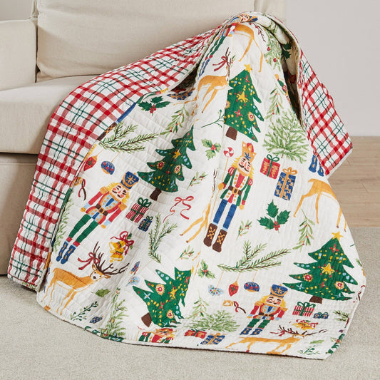 Nutcracker Reversible Quilted Throw Blanket - The Country Rabbit Gifts & Décor