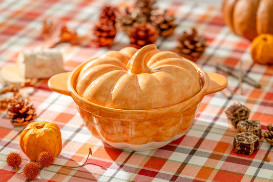 Orange Pumpkin Figural Reactive Glaze Baking Dish with Lid - The Country Rabbit Gifts & Décor