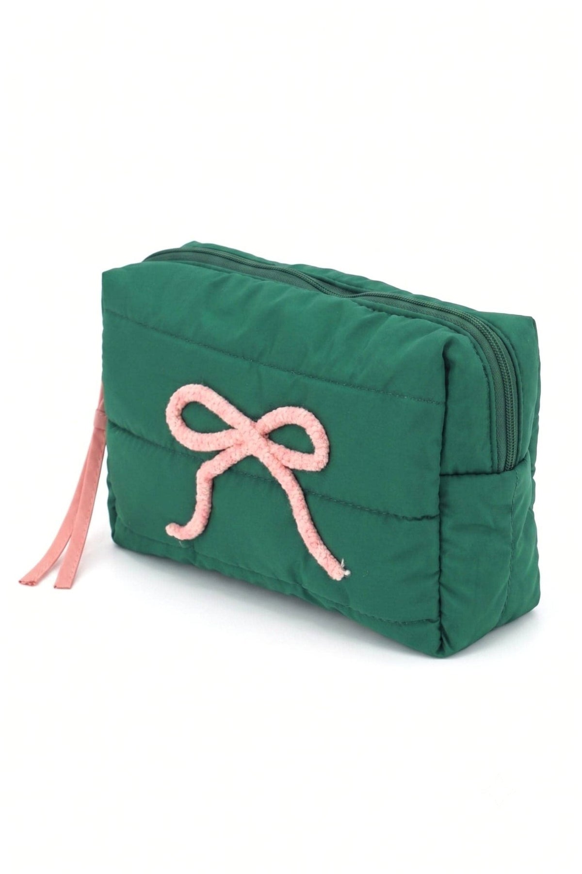 Pink Bow Quilted Puffer Pouch - The Country Rabbit Gifts & Décor