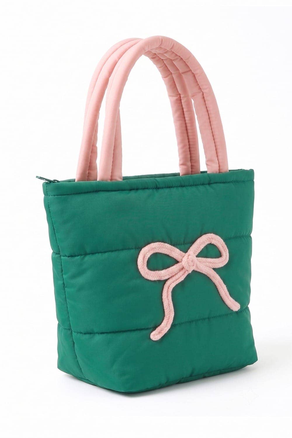 Pink Bow Quilted Puffer Tote Bag - The Country Rabbit Gifts & Décor