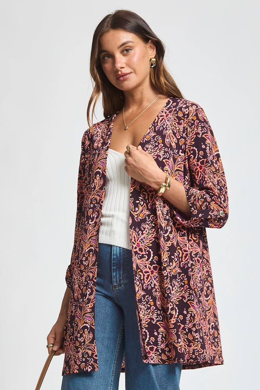 Printed Open Front Cardigan - The Country Rabbit Gifts & Décor